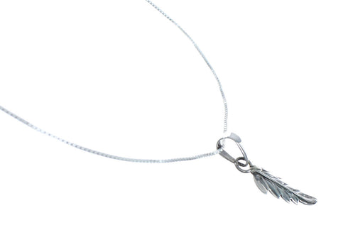 Navajo Sterling Silver Leaf Pendant 16" Box Italian Chain Necklace Set X10686